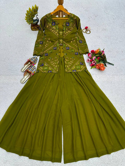 Party Wear Georgette Sequence Thread Work Indo Western