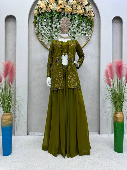 Party Wear Georgette Sequence Thread Work Indo Western