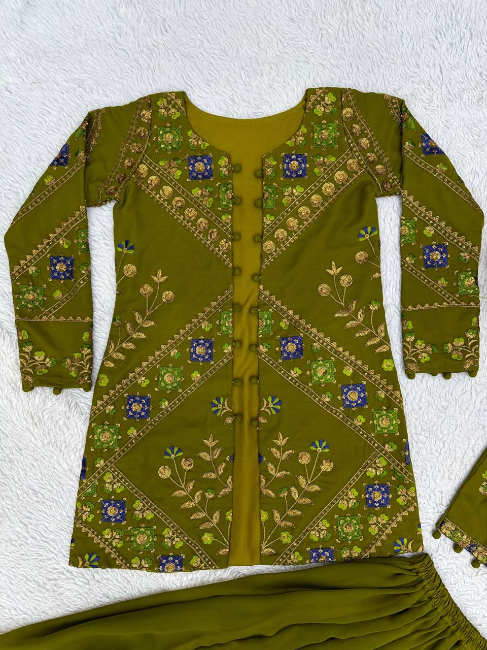 Party Wear Georgette Sequence Thread Work Indo Western