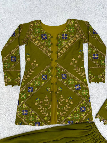 Party Wear Georgette Sequence Thread Work Indo Western