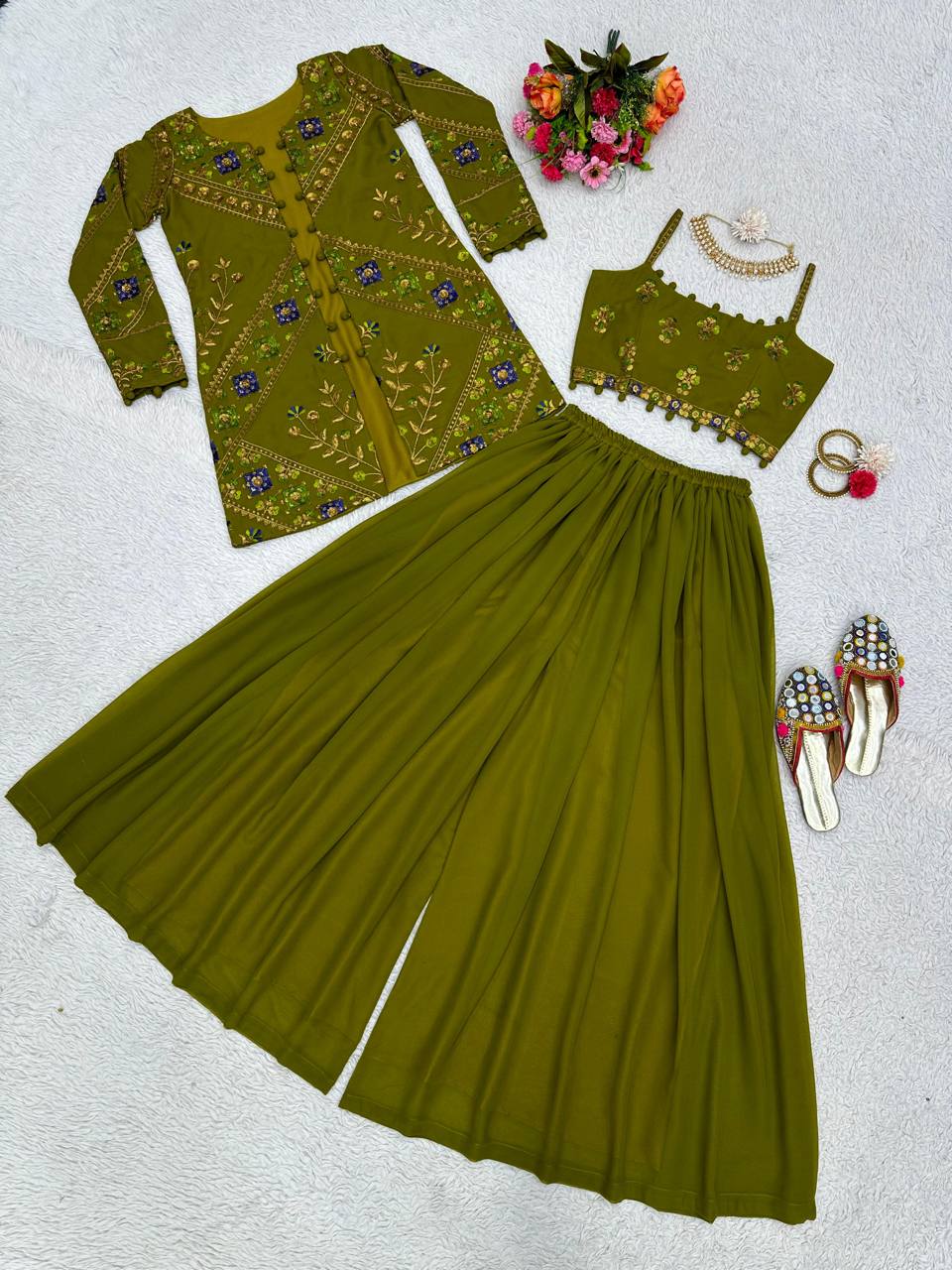 Party Wear Georgette Sequence Thread Work Indo Western