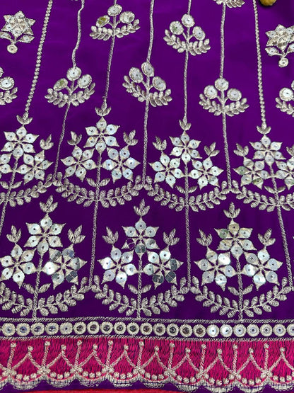 Wedding Wear Purple Color Thread Sequence Work Georgette Sharara Suit