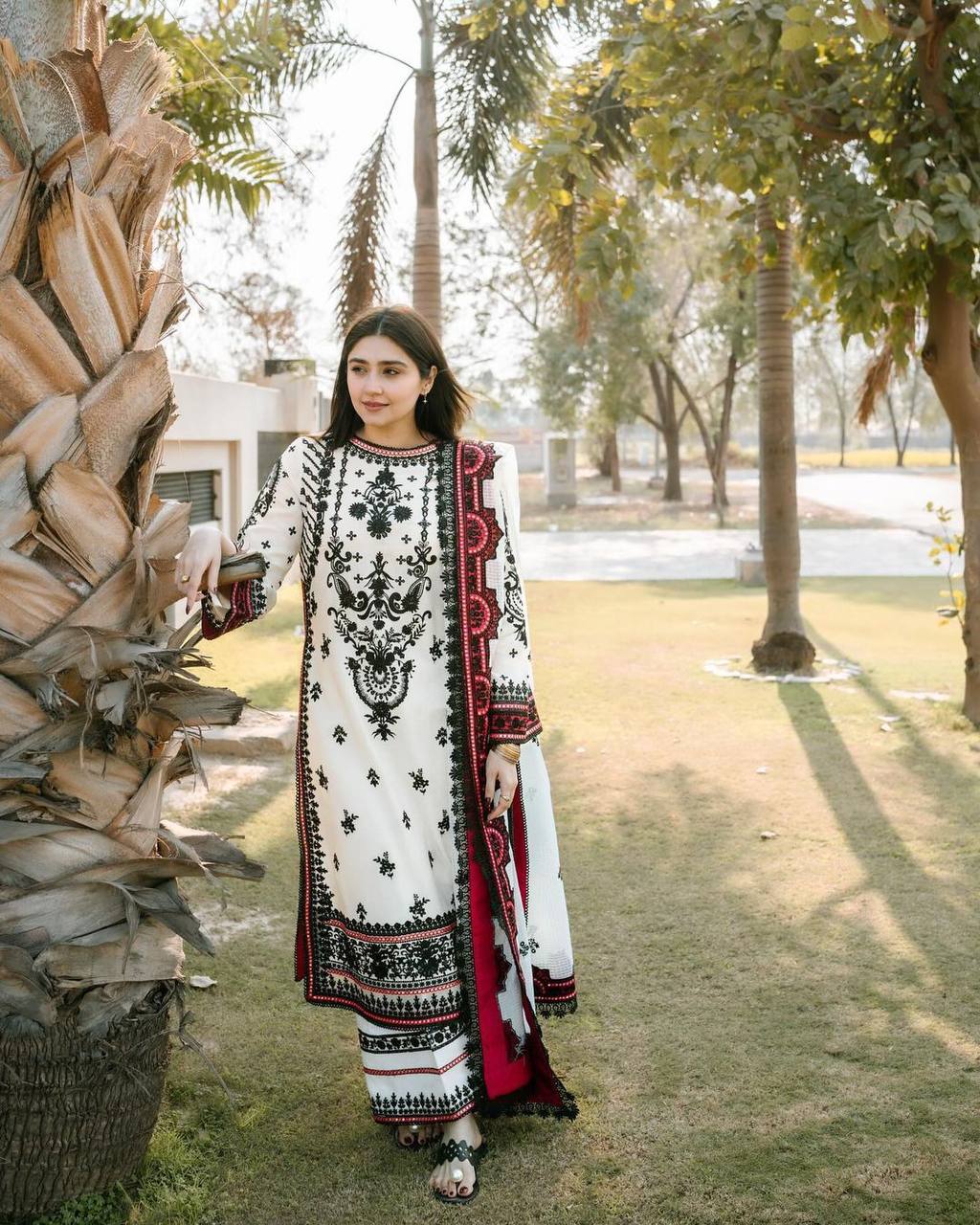 Beautiful White Color Georgette Sequence Thread Work Salwar Suit