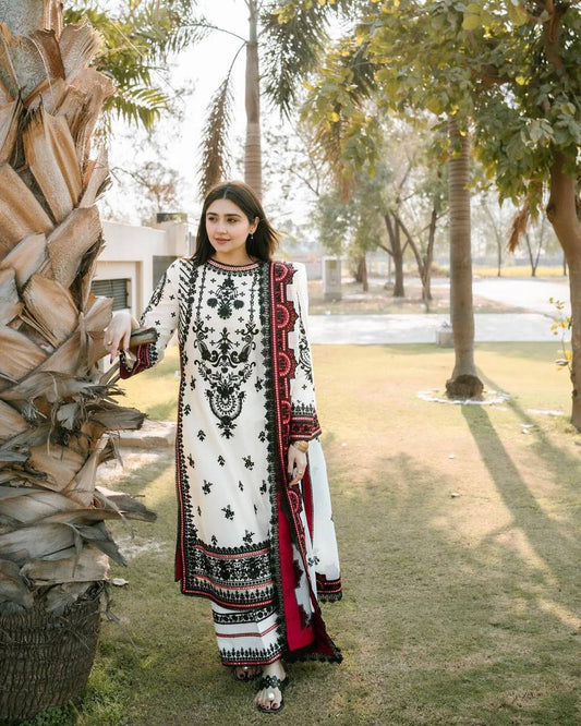 Beautiful White Color Georgette Sequence Thread Work Salwar Suit