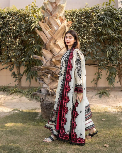 Beautiful White Color Georgette Sequence Thread Work Salwar Suit
