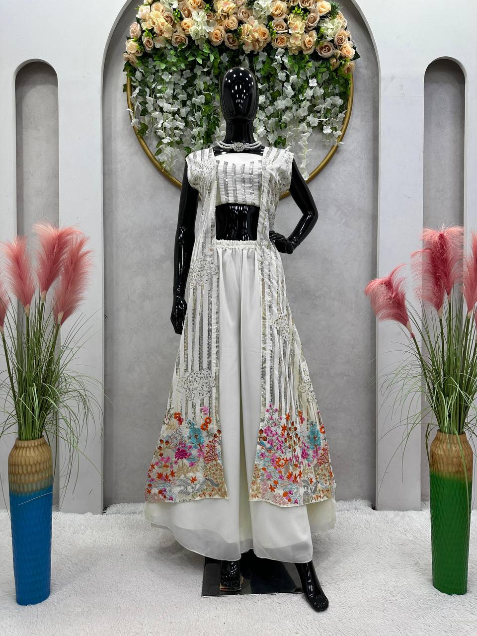 Dashing Georgette Sequence Work Wedding Wear Indo Western