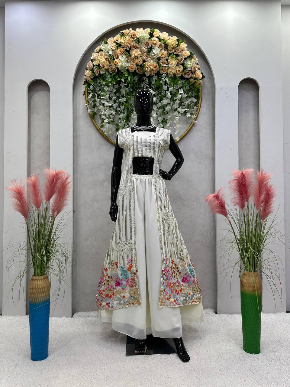 Dashing Georgette Sequence Work Wedding Wear Indo Western