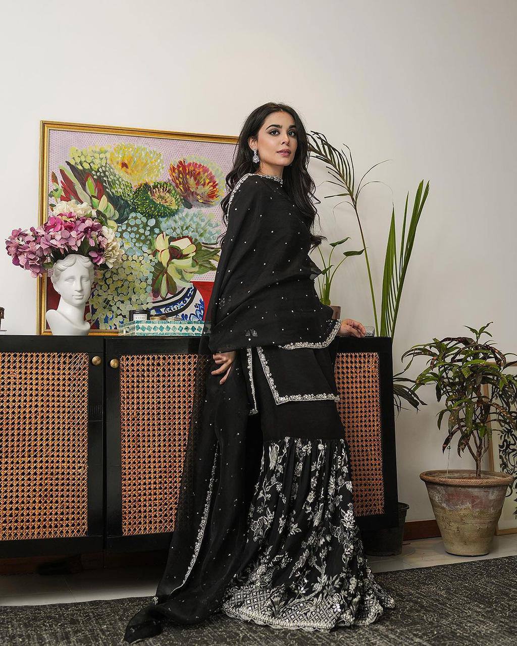 Latest Black Color Georgette Sequence Work Ready Made Salwar Suit
