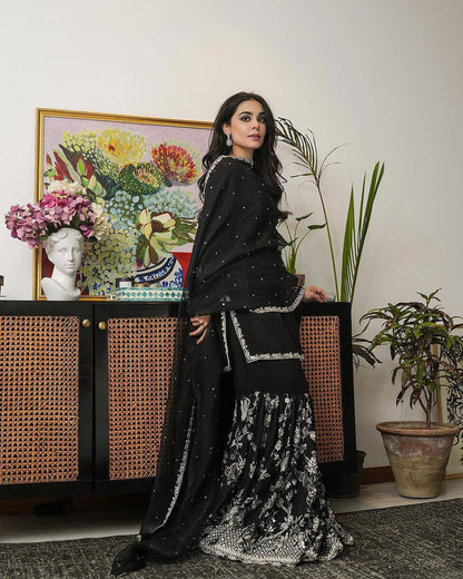 Latest Black Color Georgette Sequence Work Ready Made Salwar Suit