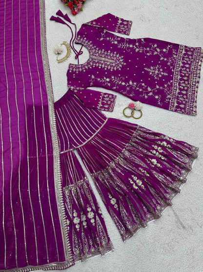 Party Wear Georgette Sequence Thread Work Salwar Suit