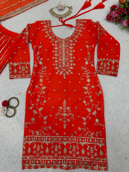 Party Wear Georgette Sequence Thread Work Salwar Suit
