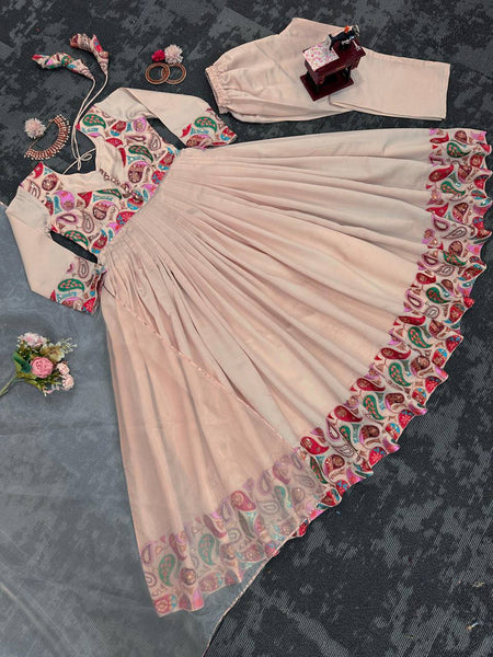 Amazing Beige Color Roman Silk Sequence Work Anarkali Suit