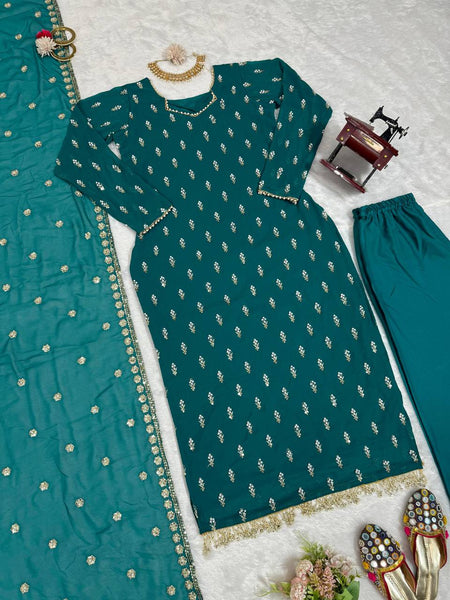 Pretty Georgette Rivet Moti Thread Work Ready Made Salwar Suit