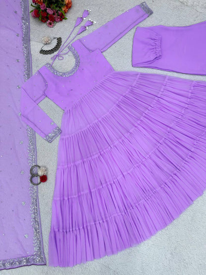 Awesome Georgette Sequence Thread Work Ready Made Salwar Suit