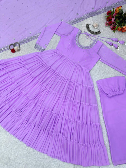 Awesome Georgette Sequence Thread Work Ready Made Salwar Suit