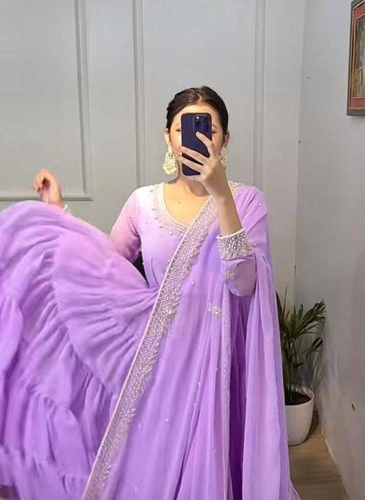 Awesome Georgette Sequence Thread Work Ready Made Salwar Suit