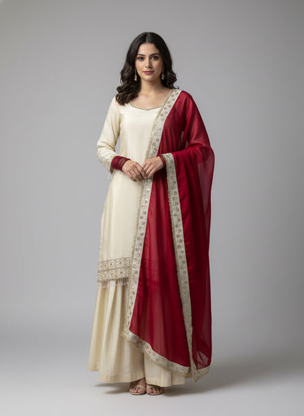 Exquisite Chinon Sharara Suit Set