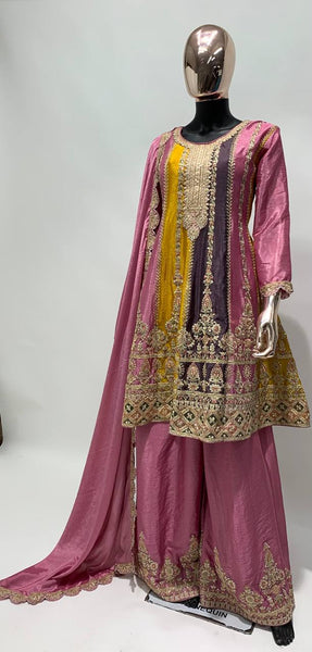 Heavy Embroidered Stitched Sharara Suit Set With Dupatta