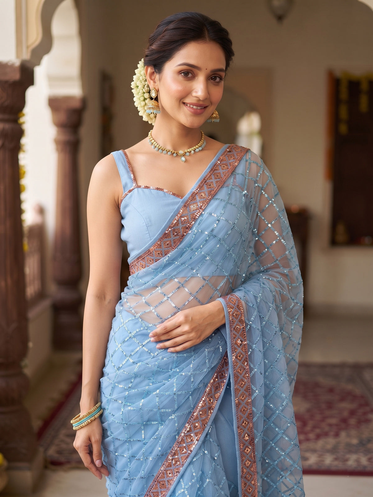 Georgette Sequence Work Saree