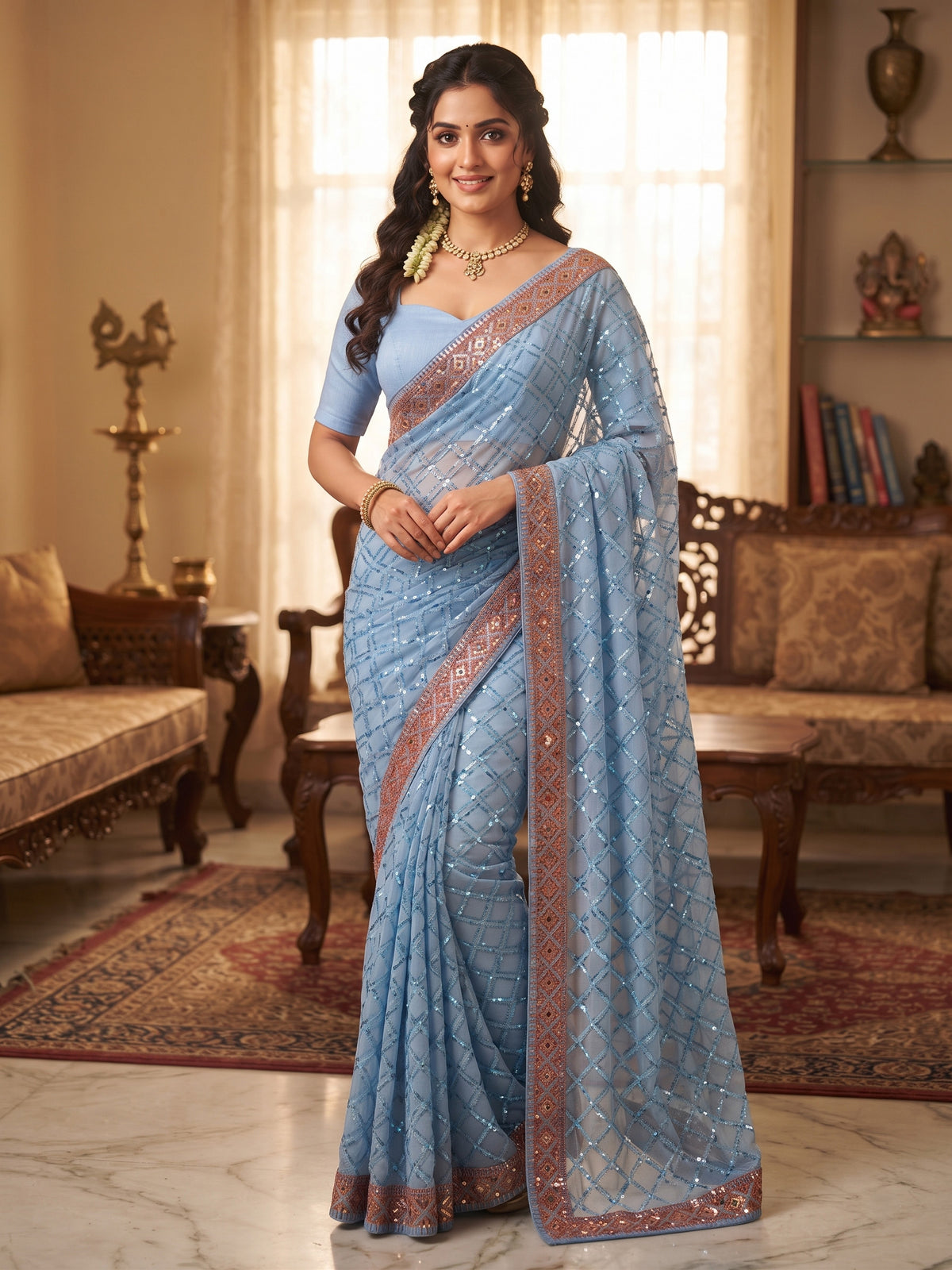 Georgette Sequence Work Saree