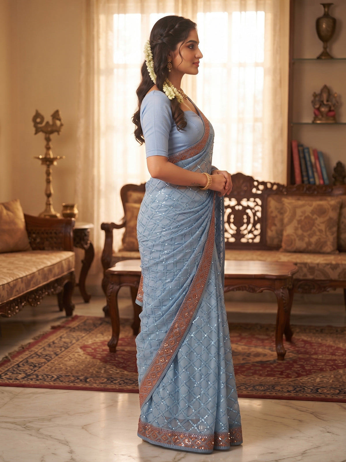 Georgette Sequence Work Saree