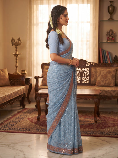 Georgette Sequence Work Saree