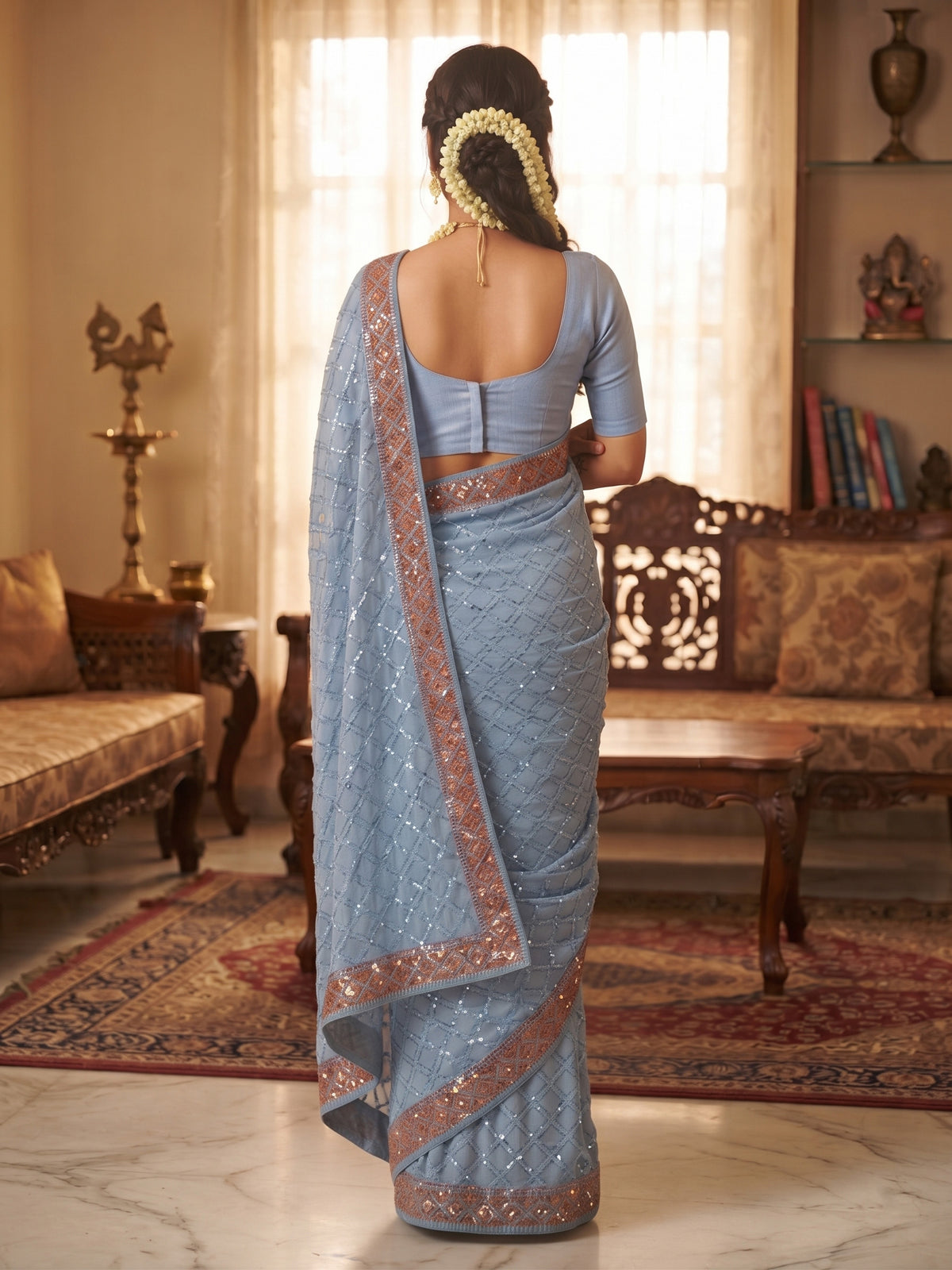 Georgette Sequence Work Saree
