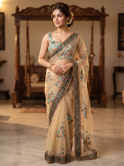 Latest Net Embroidery Saree with blouse