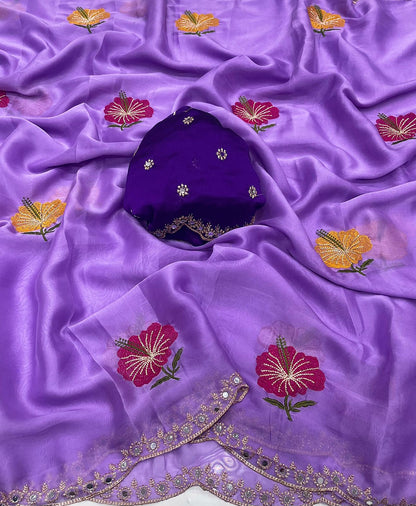 Soft Rangoli silk saree with embroidery work Saree