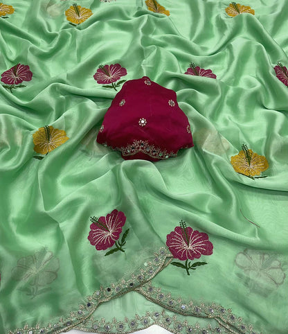 Soft Rangoli silk saree with embroidery work Saree
