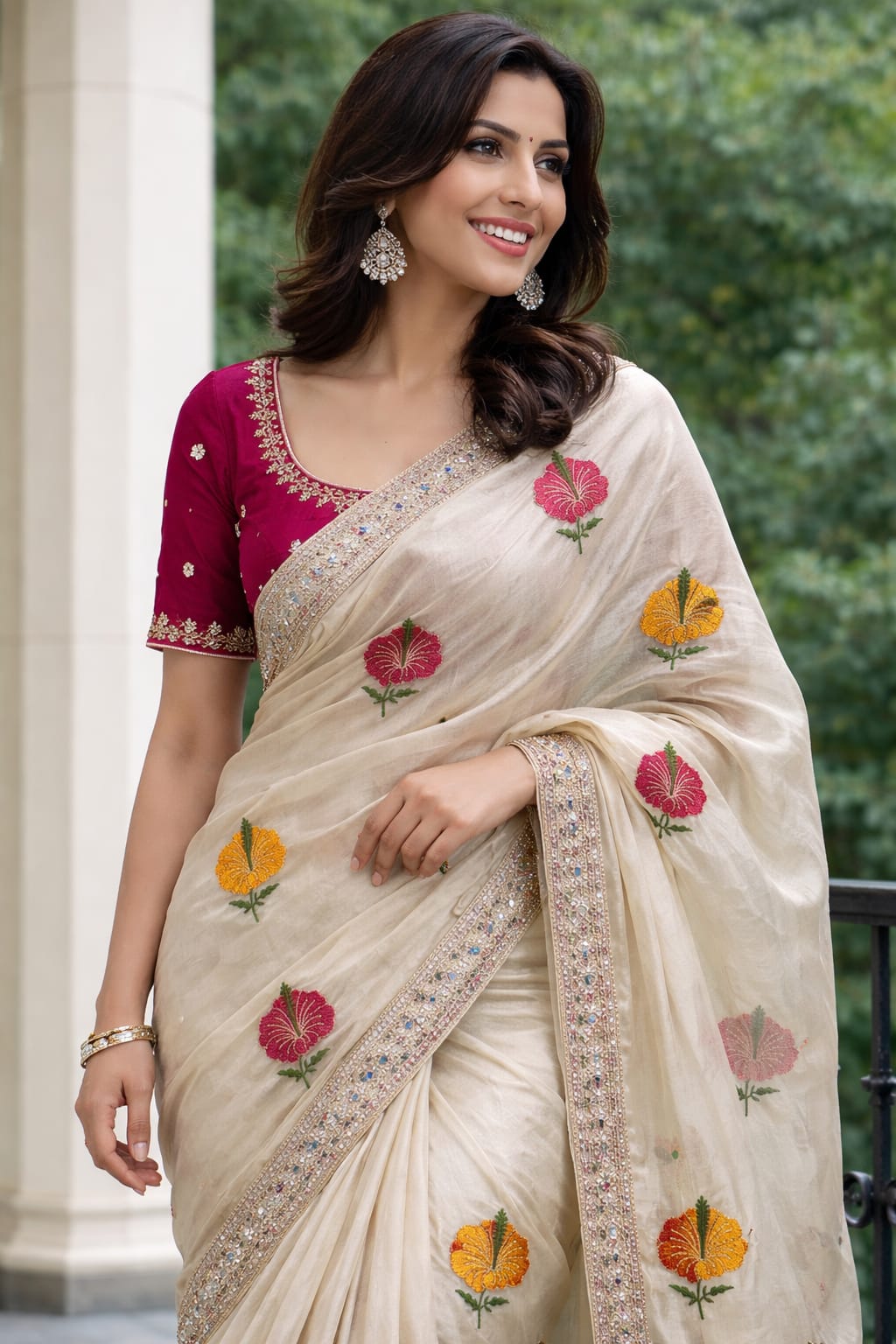 Soft Rangoli silk saree with embroidery work Saree
