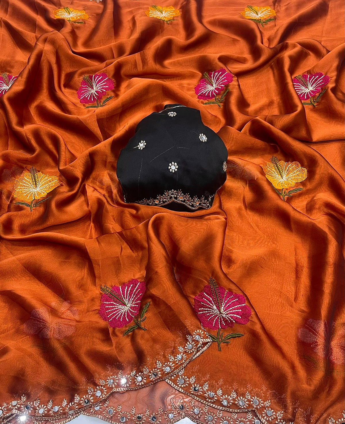 Soft Rangoli silk saree with embroidery work Saree