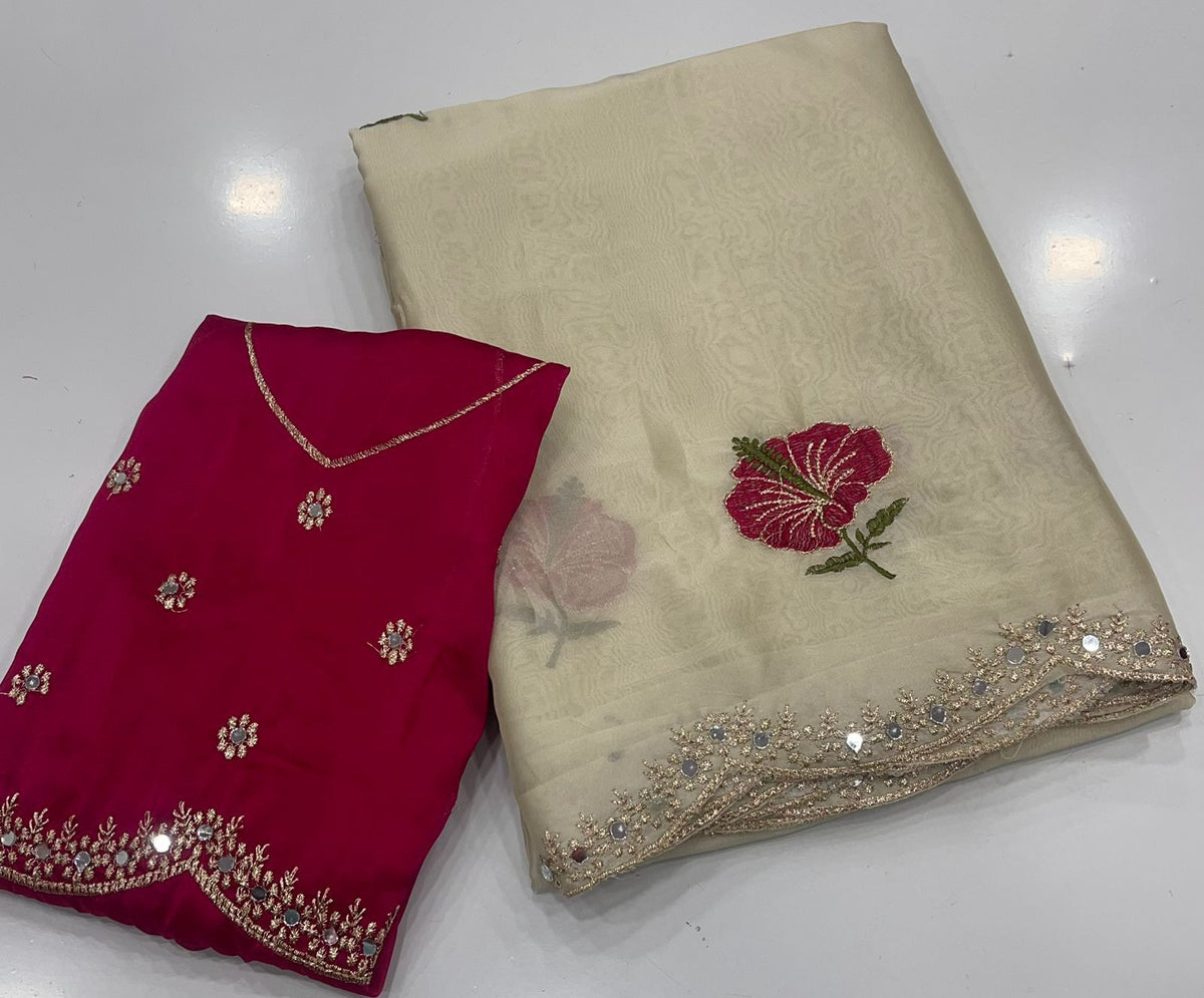 Soft Rangoli silk saree with embroidery work Saree