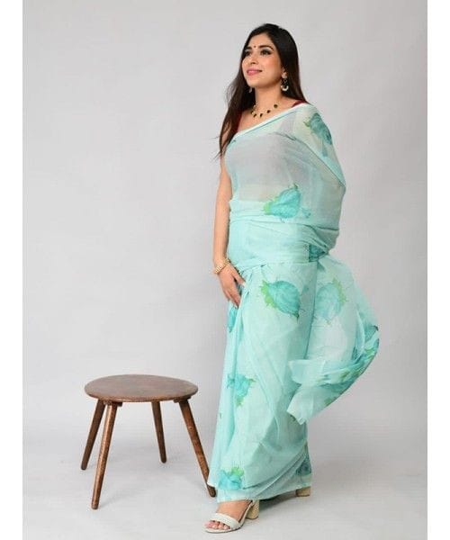 Party Wear Latest Digital Printed Organza Silk Saree For Women