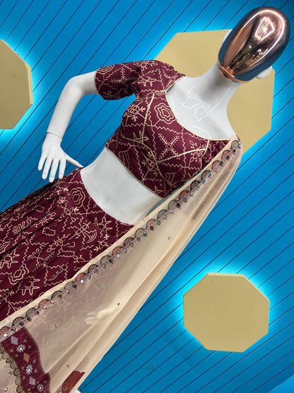 Beautiful Printed Lehenga Choli with mirror work