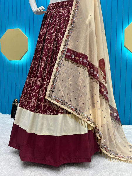 Beautiful Printed Lehenga Choli with mirror work