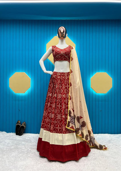 Beautiful Printed Lehenga Choli with mirror work