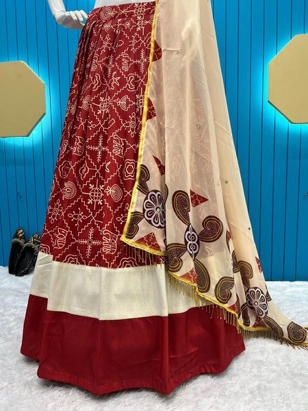 Beautiful Printed Lehenga Choli with mirror work