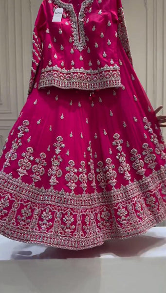 Wedding Wear Pink Simmer Silk Lehenga Choli