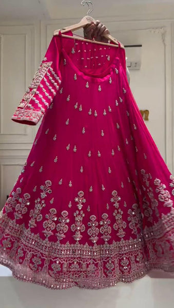 Wedding Wear Pink Simmer Silk Lehenga Choli