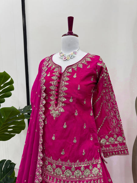 Wedding Wear Pink Simmer Silk Lehenga Choli