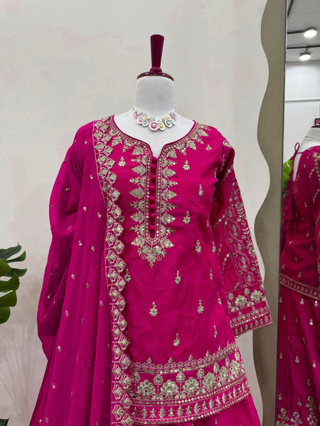 Wedding Wear Pink Simmer Silk Lehenga Choli
