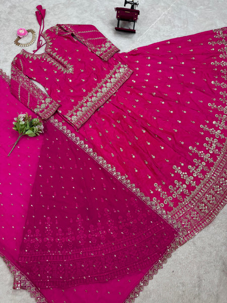 Wedding Wear Pink Simmer Silk Lehenga Choli