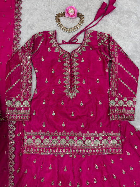 Wedding Wear Pink Simmer Silk Lehenga Choli