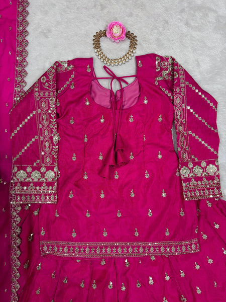 Wedding Wear Pink Simmer Silk Lehenga Choli