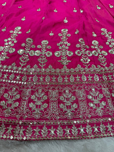 Wedding Wear Pink Simmer Silk Lehenga Choli