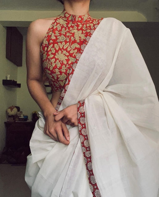 Linen Cotton Printed Saree Blouse