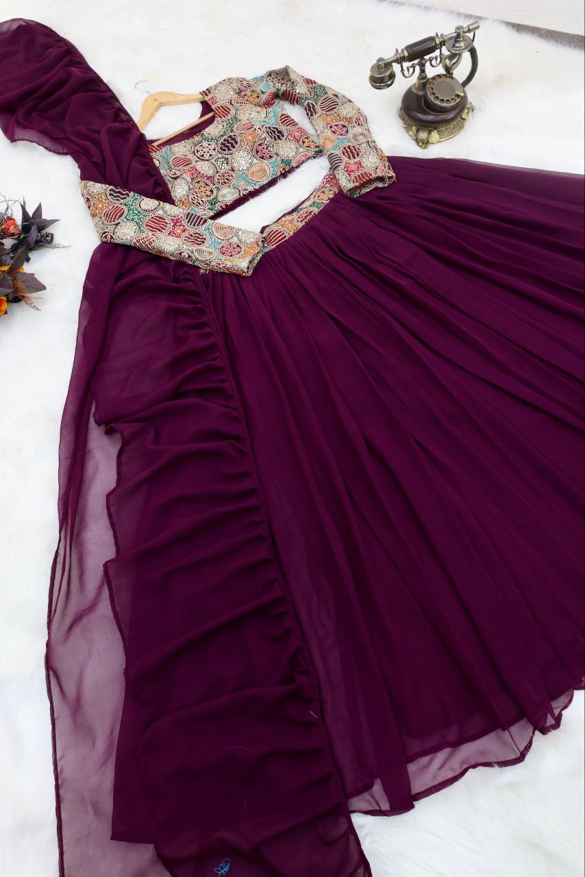 Amazing Georgette Sequence Embroidered Work Ready made Lehenga Choli