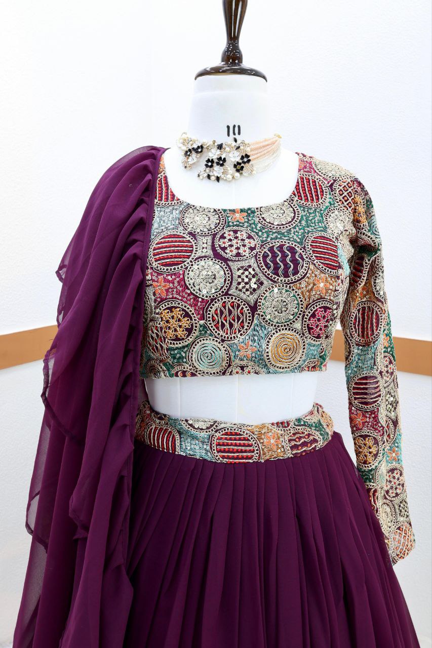 Amazing Georgette Sequence Embroidered Work Ready made Lehenga Choli