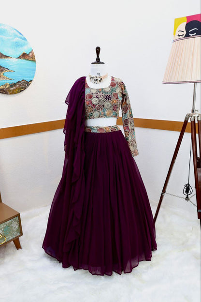 Amazing Georgette Sequence Embroidered Work Ready made Lehenga Choli